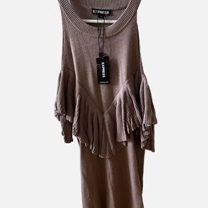 Express cold shoulder waffle sweater size S